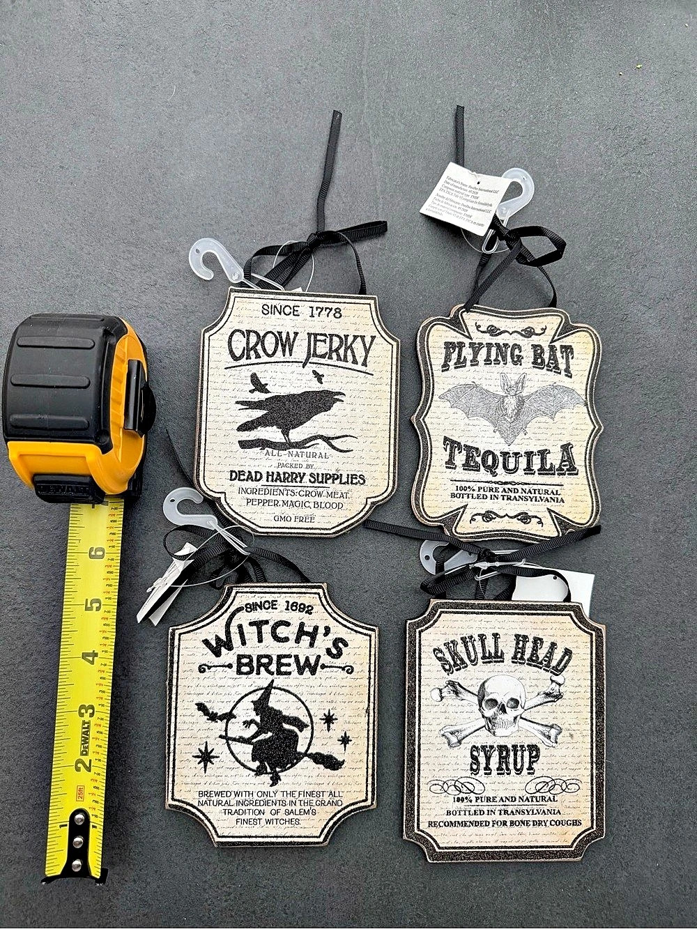 4 wood Halloween Hang Tags for bar or drinks.